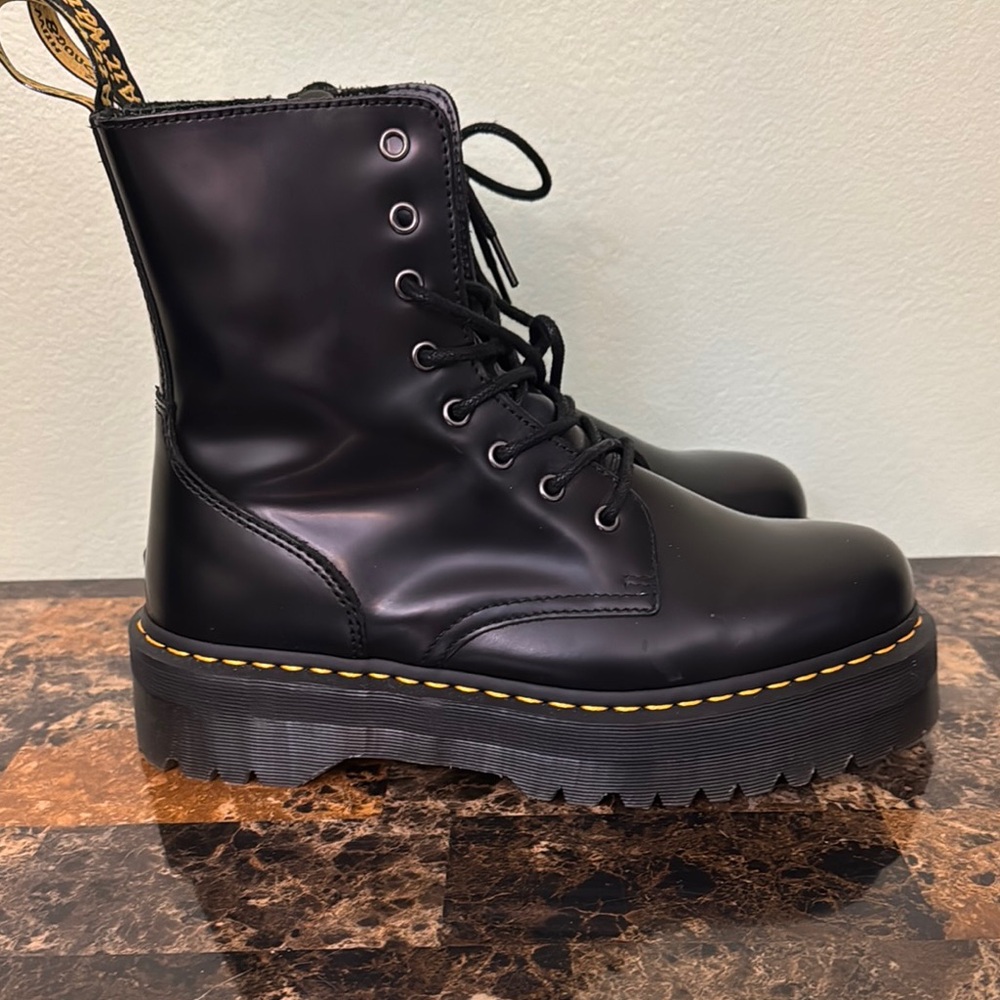 Dr Martens Jadon platform Black smooth Leather Lace-Up Boots L 12 M 10 - Picture 3 of 10